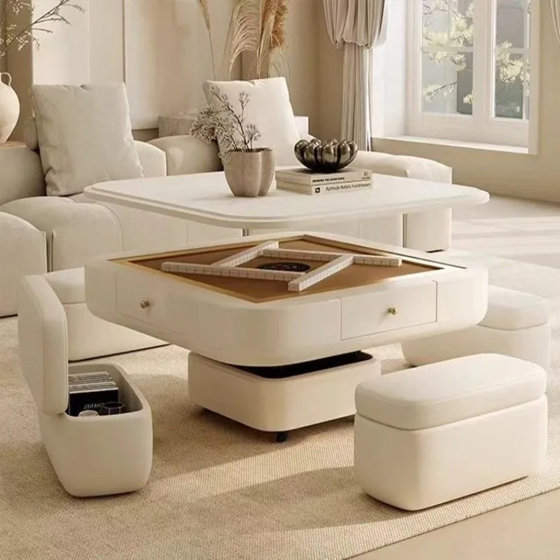 

New fire automatic mahjong table electric lifting coffee table dining table integrated dual-purpose household
