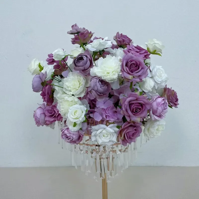 Luxury Crystal Wedding Centerpiece Artificial Flower Arrangement for Banquet Hall Table Decoration High End Hotel Event Decor