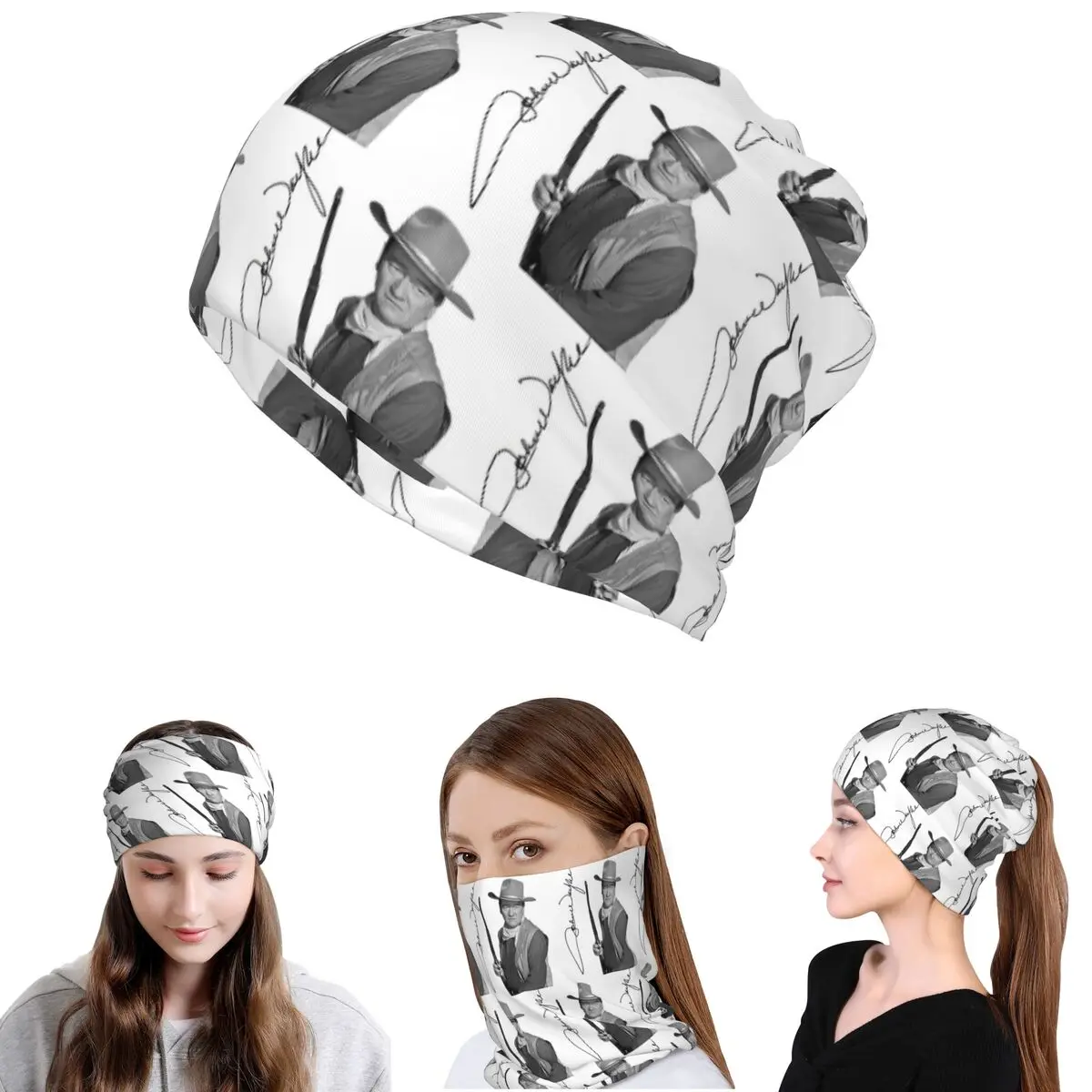 

John Wayne Signature The Duke Bandana Neck Gaiter Magic Scarf Multifunction Headband Beanies Hat for Men Women Adult Winter