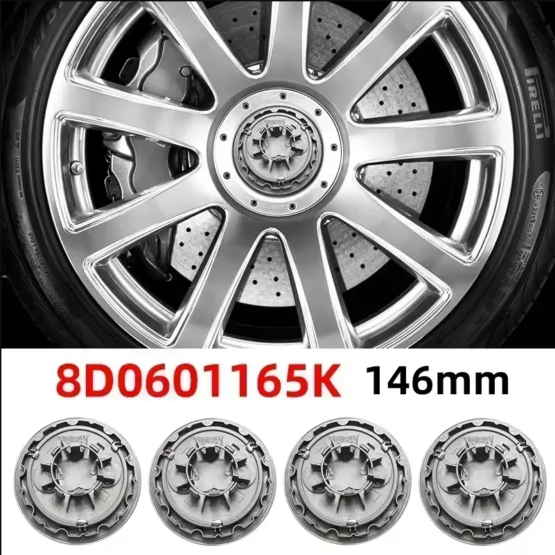 Image of 4 Stück 146mm 8D0601165K 8N0601165A Radnabenkappen Felgenkappen Embleme Abzeichen Logo für Audi Quattro TT A2 A3 A4 A8 S6 Q5 Q7 RS6