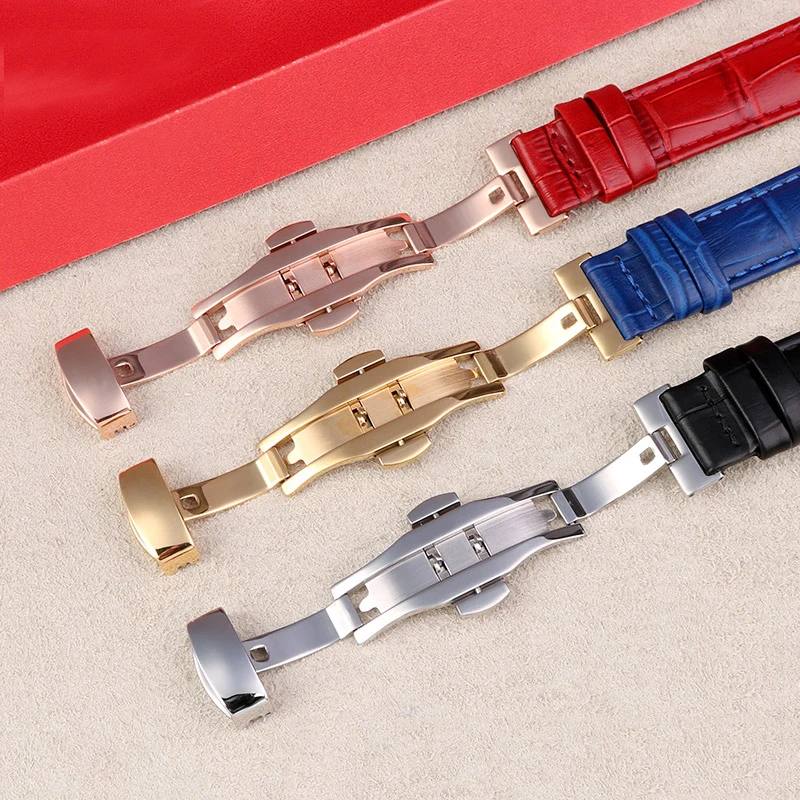 Cowhide Leather Watchband For Ros-sini 516752 616764 517784 5758G Notch Watch Chain Strap Red Bracelet Men Women 14mm 16mm 18mm