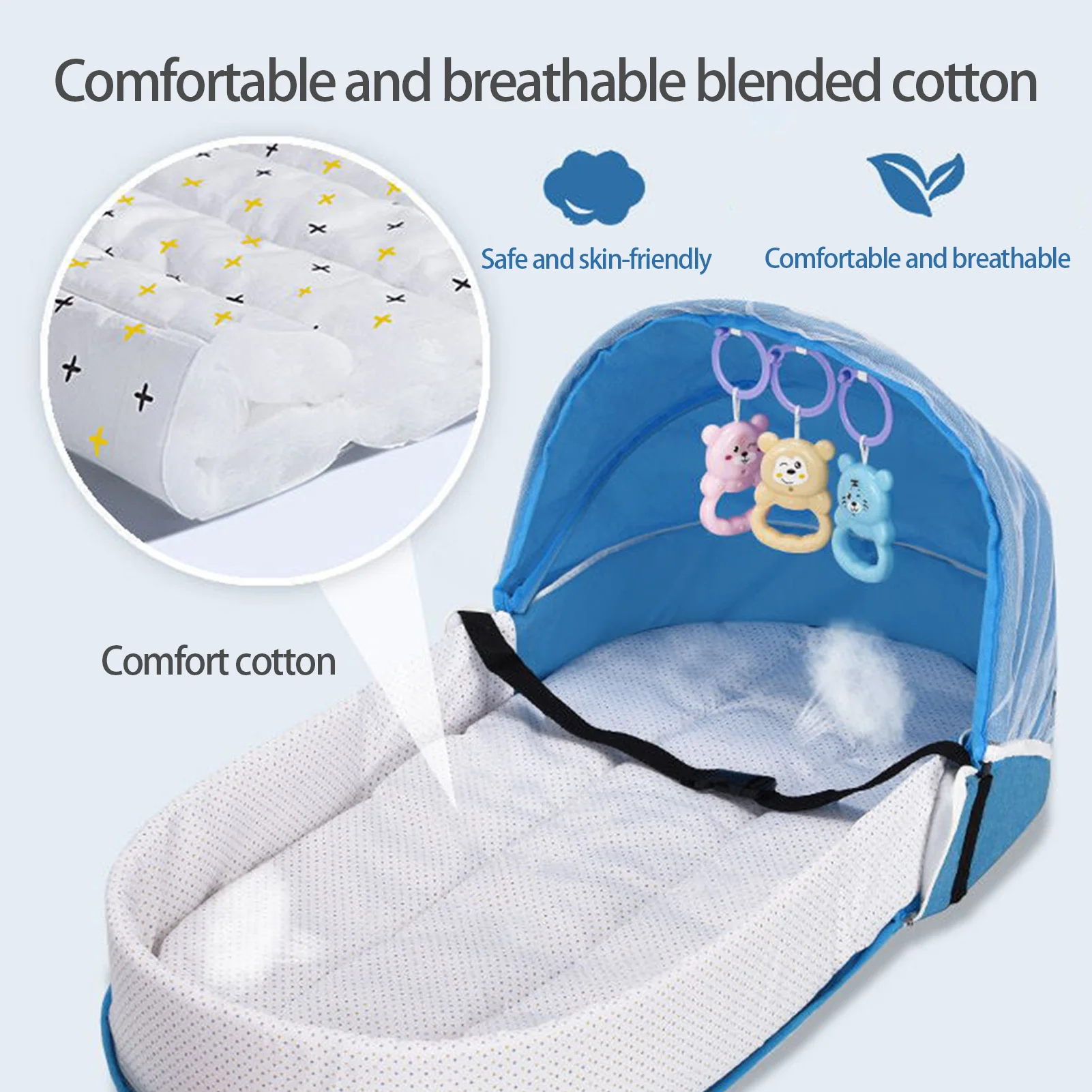 Kids Baby Travel Bed Cribs For Newborn Protection Mosquito Net Portable Bassinet Foldable Breathable Infant Sleeping Basket Bed