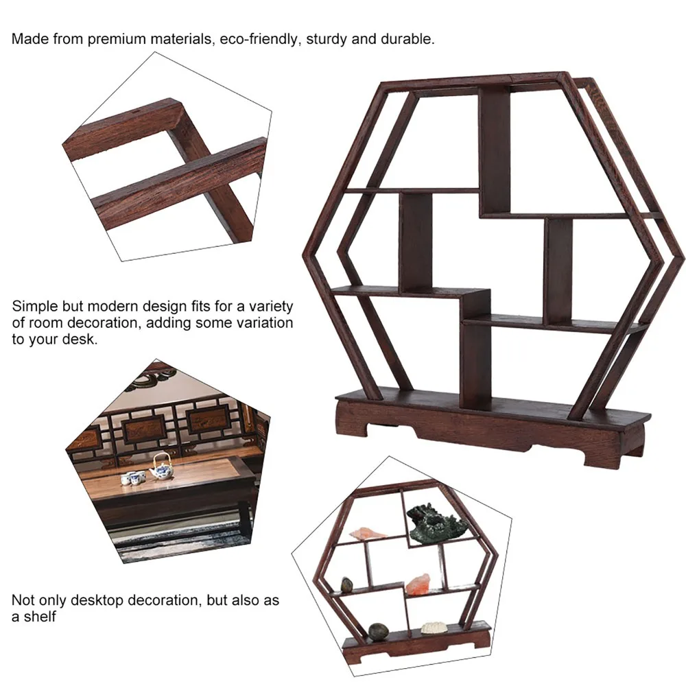 Rich Hexagonal Display Rack Rosewood Carving Crafts Display Stand 12 Inch Diameter Flower Pot Rack Desk