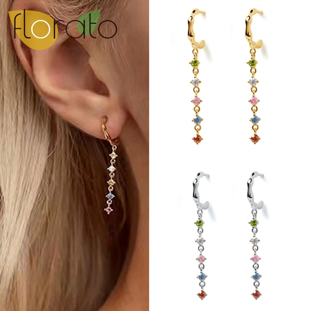 925 Sterling Silver Ear Needle Luxurious Hoop Earrings Colorful Zircon Tassel Series Exquisite Earrings for Women Jewelry Gifts