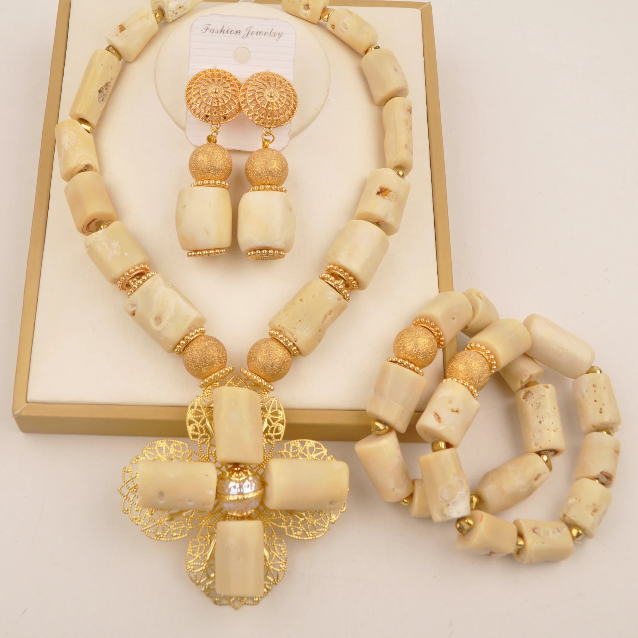 New Arrived White African Coral Necklace Nigerian Beads Jewelry Set