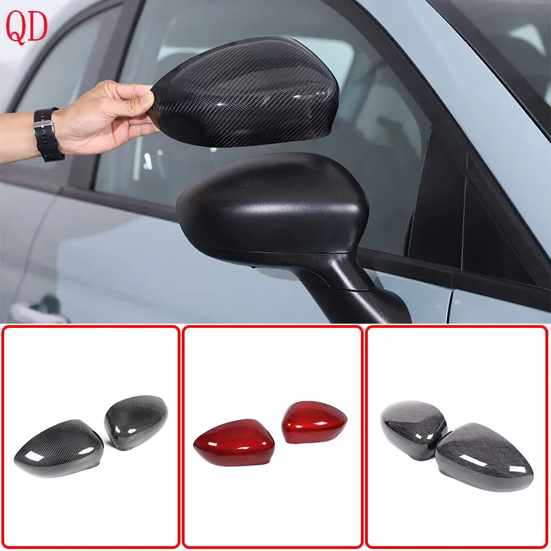 Real Carbon Fiber For Fiat 500 2010-2024  Car Exterior Mirror Decorative Cover Sticker Car Exterior Protection Accessories 2Pcs