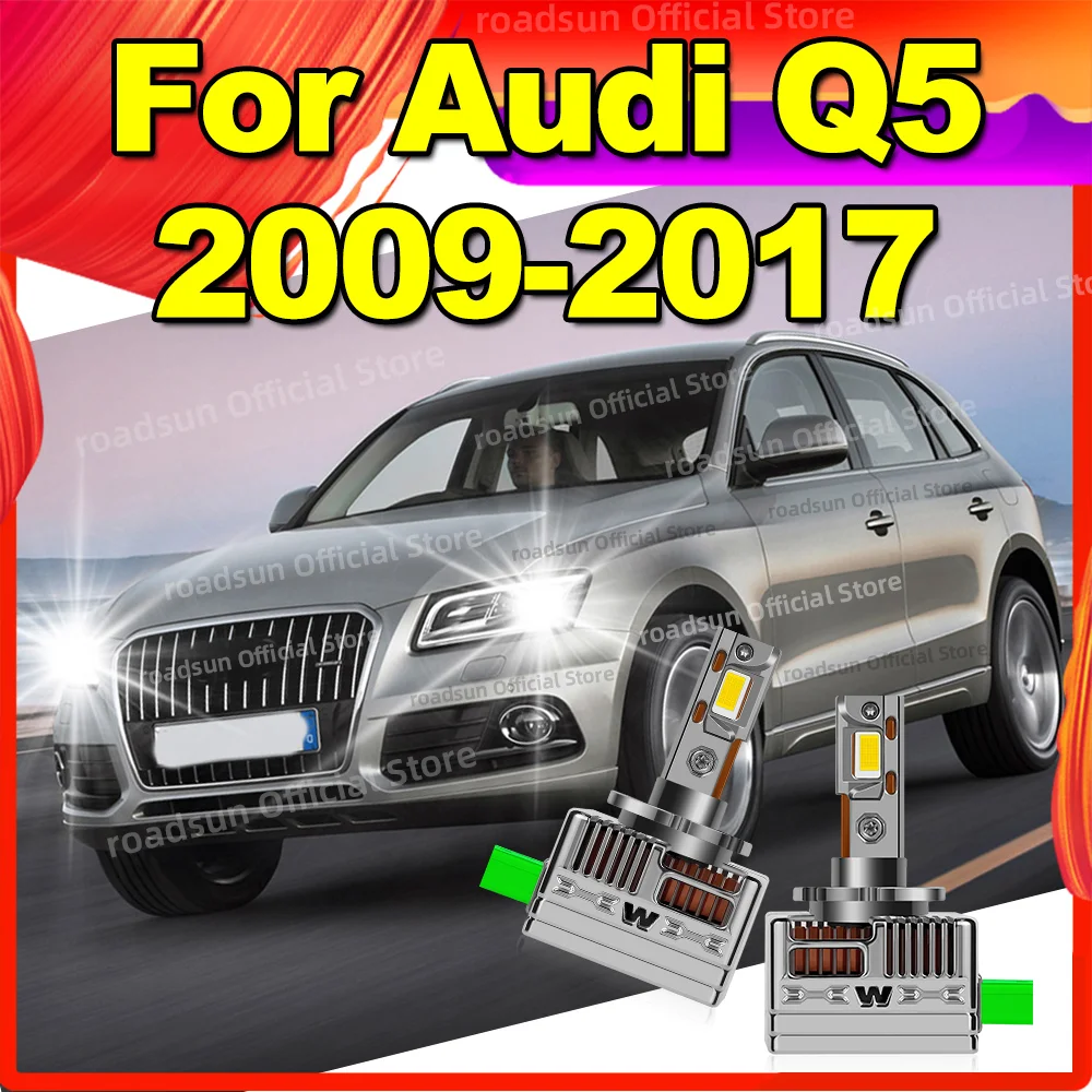LED Headlights Canbus 1:1 HID Xenon Auto Lamp 50000LM For Audi Q5 2009 2010 2011 2012 2013 2014 2015 2016 2017
