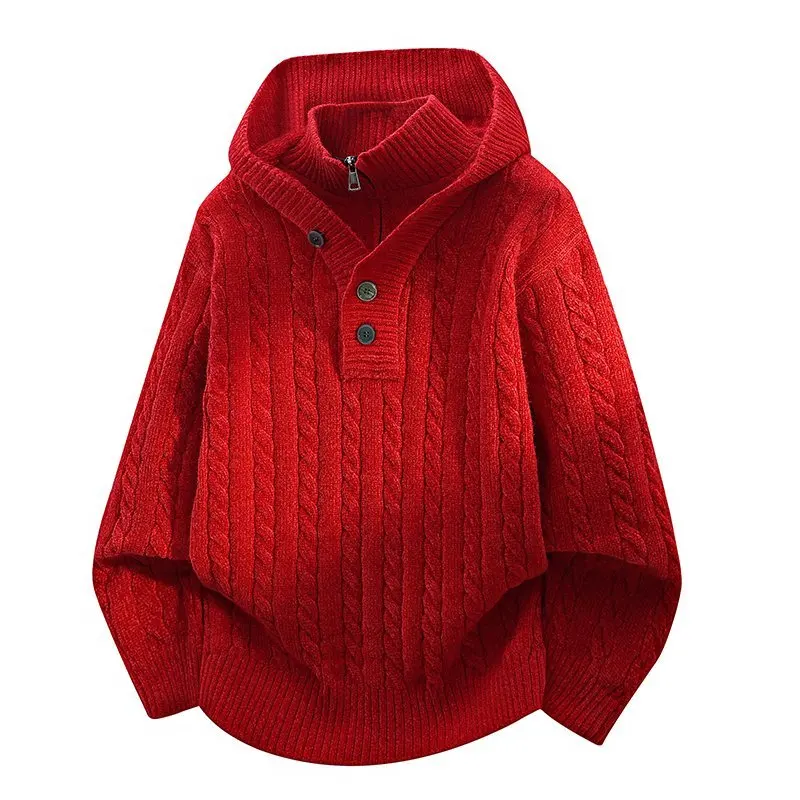 

Новая коллекция 2026: Мужской зимний свитер с капюшоном, однотонный, больших размеров, высококачественный, свободный, повседневный, комфортный, вязаный топ