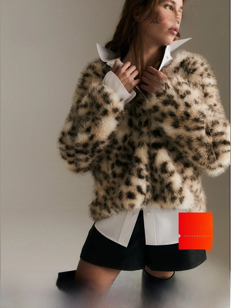 

H&M Women's Fur Coat Warm Outdoor Fashionable Hooded Jacket 1314999 Casual Style Synthetic Fur Polyester 100% Fit Version