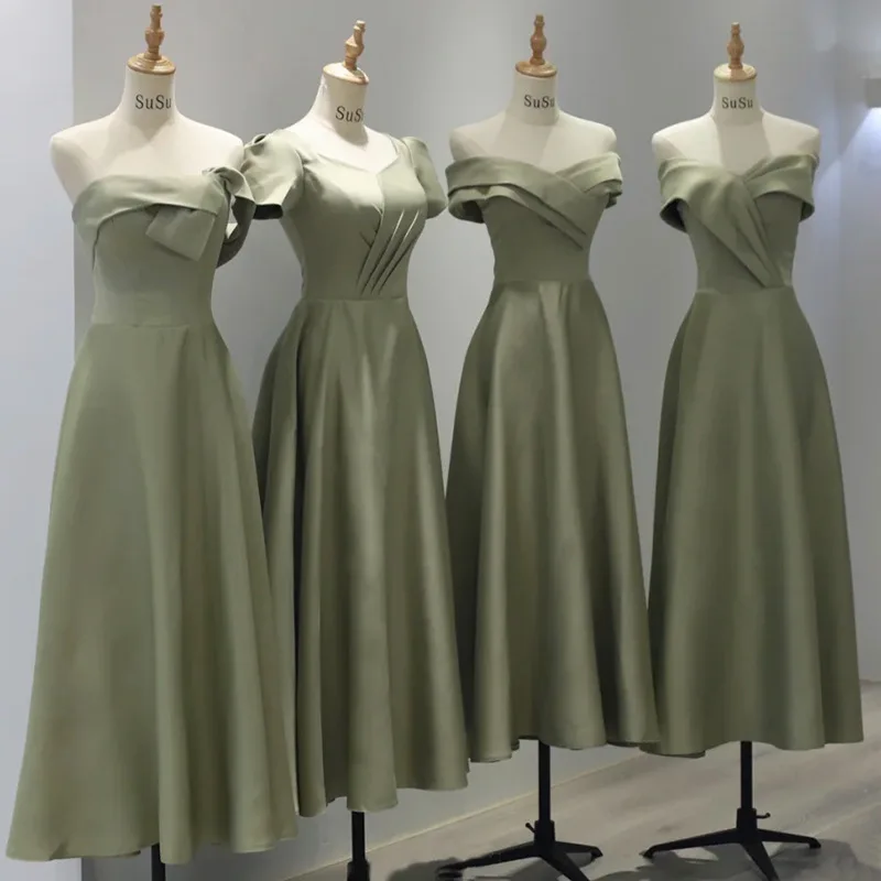 Satin Bridesmaid Midi Dress Elegant Long Prom Wedding Evening Guest Party Summer Dresses for Women 2023 Casual Slim vestidos