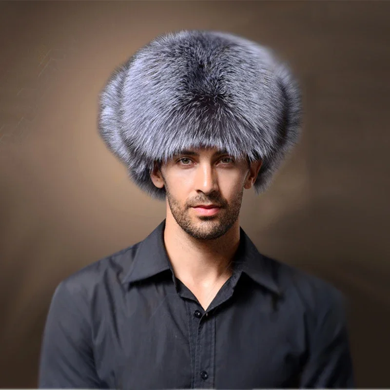 Hot high-end luxury fur hat men\'s fox fur hat Lei Feng cap ear cap fur necessary hat