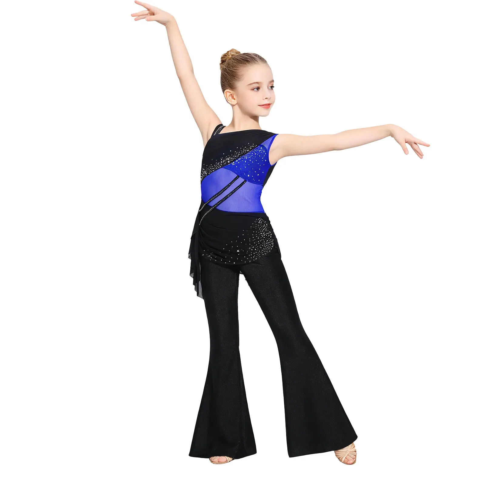 

Kids Girls Figure Skating Competition Unitards Lyrical Dance Jumpsuit Ballet Jazz Latin Acrobatics Gymnastics Practice Dancewear