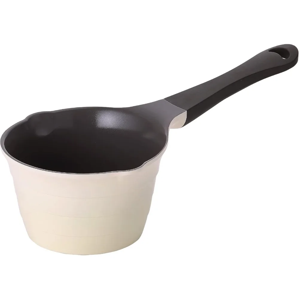 

1qt Saucepan Butter Warmer Milk Boiling|Melting Pot, Ecolon Healthy Ceramic Nonstick Coating PFOA-free, 2 Pour Spouts