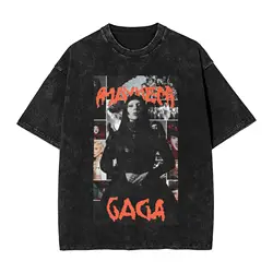 Ladys Gagas Mayhem Men's T Shirt Washed Album Awesome Tee Shirt Short Sleeve Round Neck T-Shirt Pure Cotton Unique Clothes