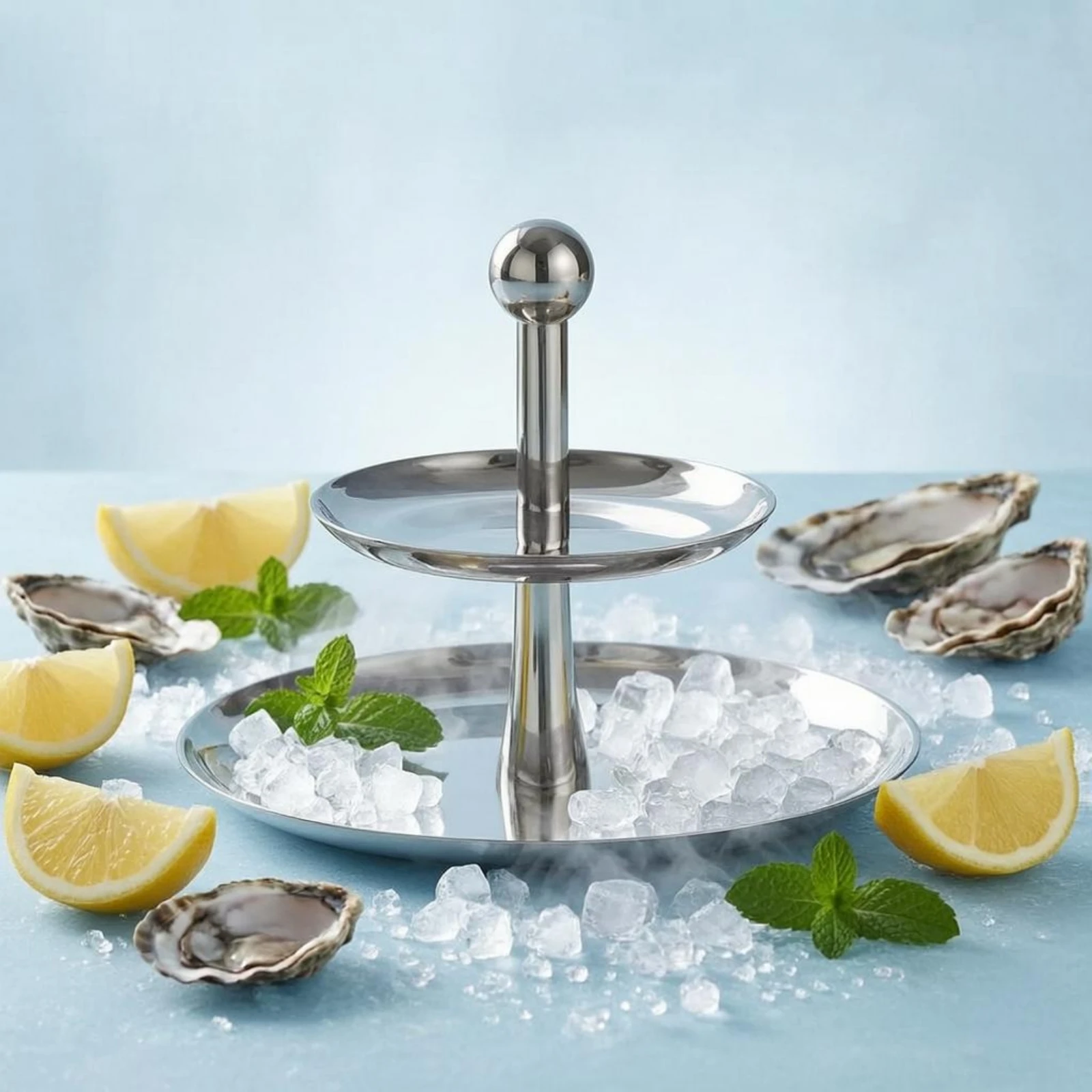 Mirrored Tray Stand Polished Silver Stainless Steel Serving Stand 3 Tier Serving Tray Seamless Edges Tableware Easy to Clean
