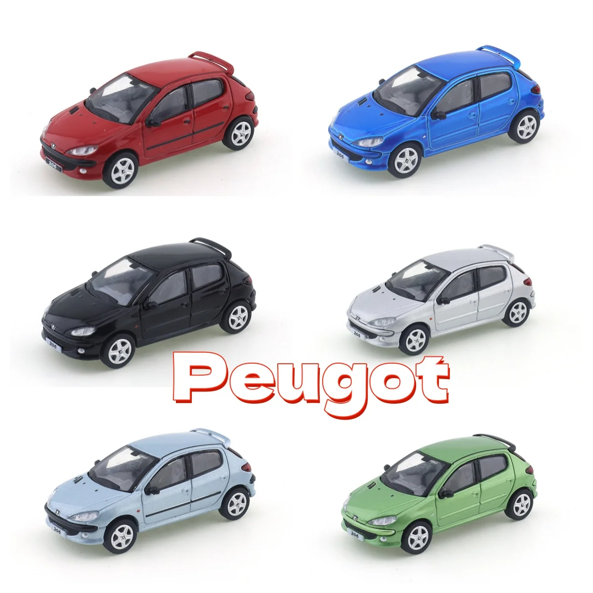 

DCT 1/64 Peugeot 206 5-дверный красный черный зеленый литой под давлением автомобильная модель украшения Cas игрушки подарочные украшения