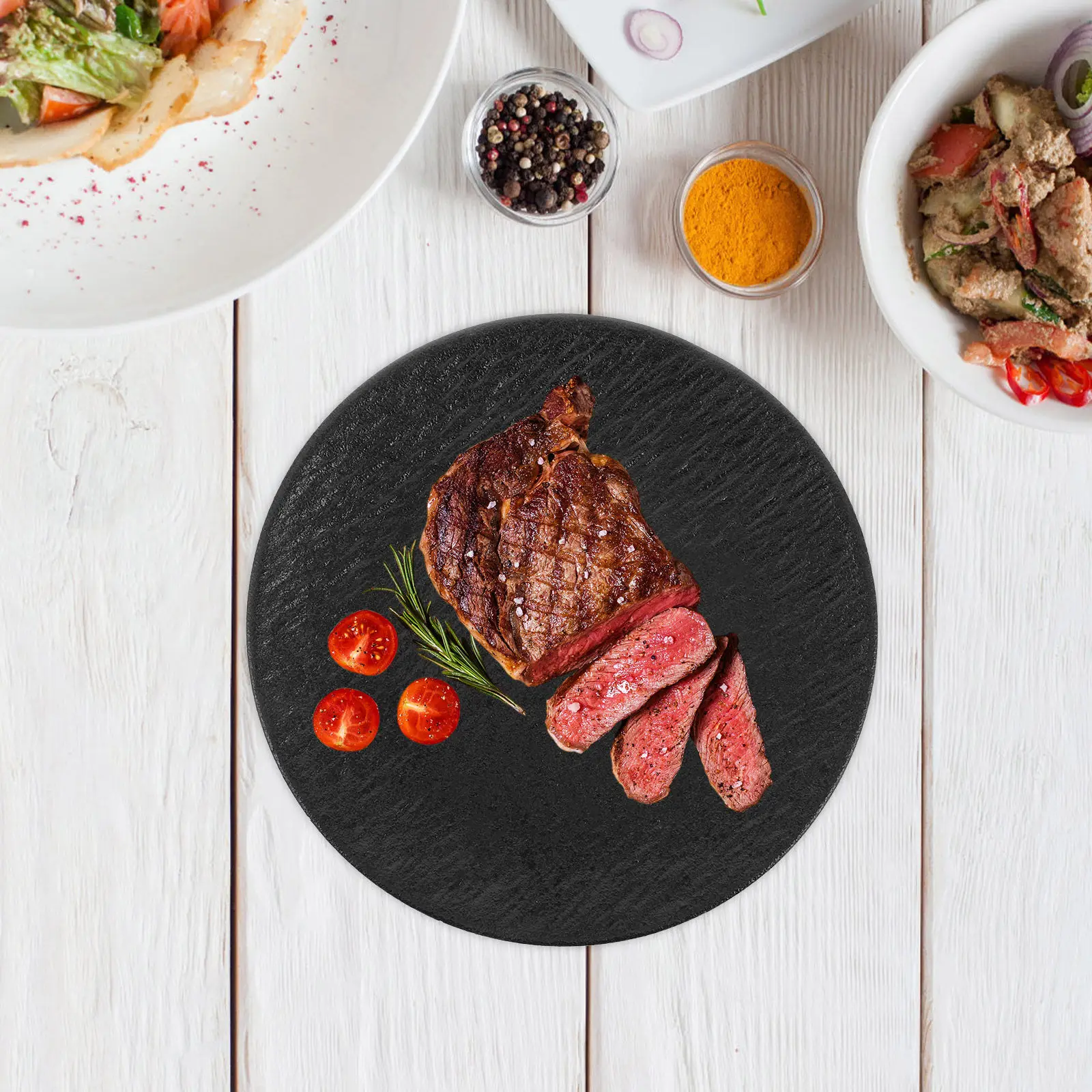 8 Inch Elegant Stoneware Dinner Plate with Rock Dishwasher Safe for Appetizers Main Course Baking Japanese Ceramic - view 6