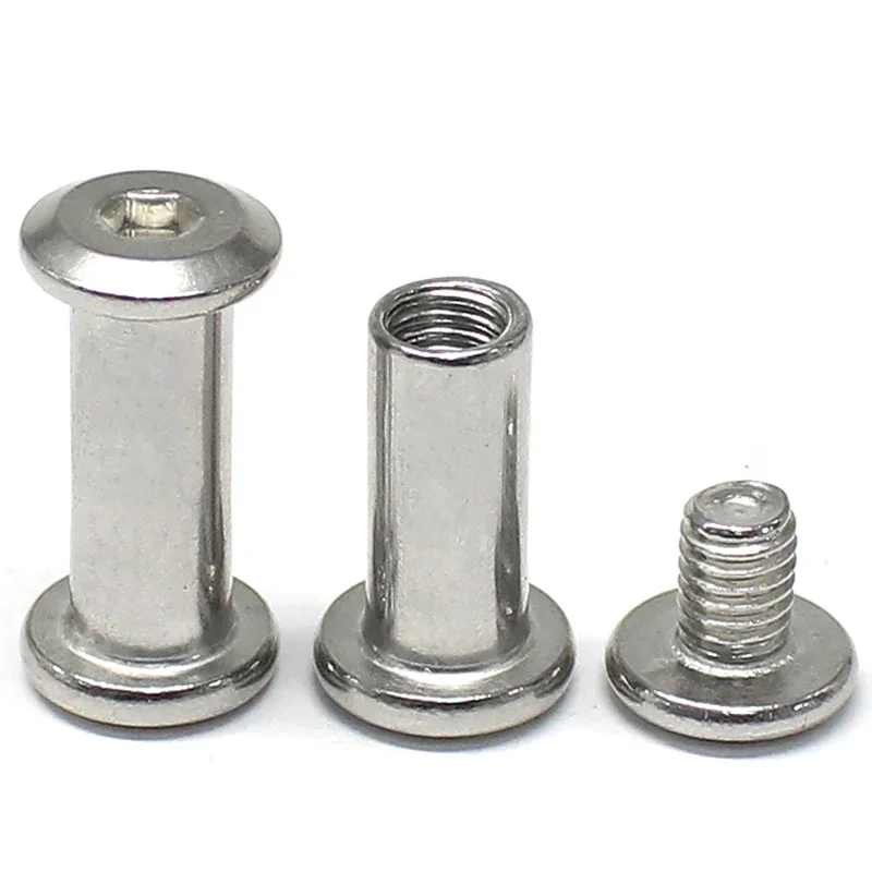 M3 mm10 304 aço inoxidável sextavado soquete parafuso travando tala parafuso porca combinação álbum butt conta livro borda do prego chanfro