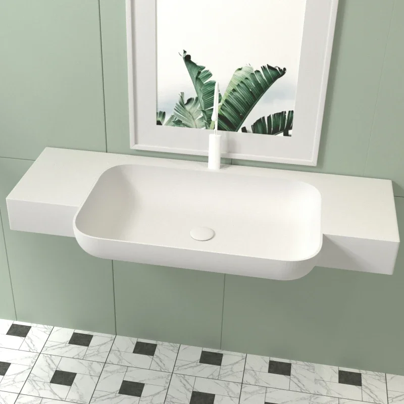 

Front convex small apartment semi-embedded in narrow-sided artificial stone integrated basin wash table