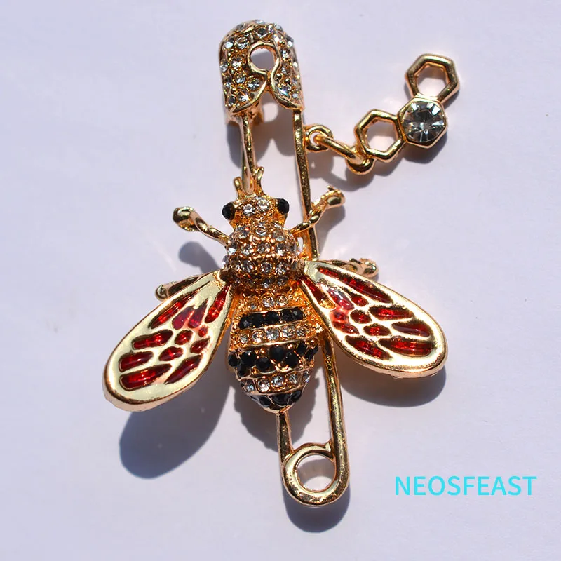 أناقة مجوهرات حجر الراين النحل دبابيس للنساء متعدد الألوان الثدي دبوس بالمينا الحشرات الصدار السيدات الهدايا معاطف الملابس #5