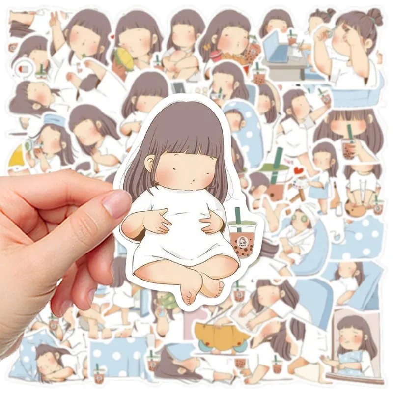 50pcs Cartoon Cute Chubby Girl Series Graffiti Stickers Suitable for Helmet Desktop Wall Decoration DIY Sticker Pack Wholesale