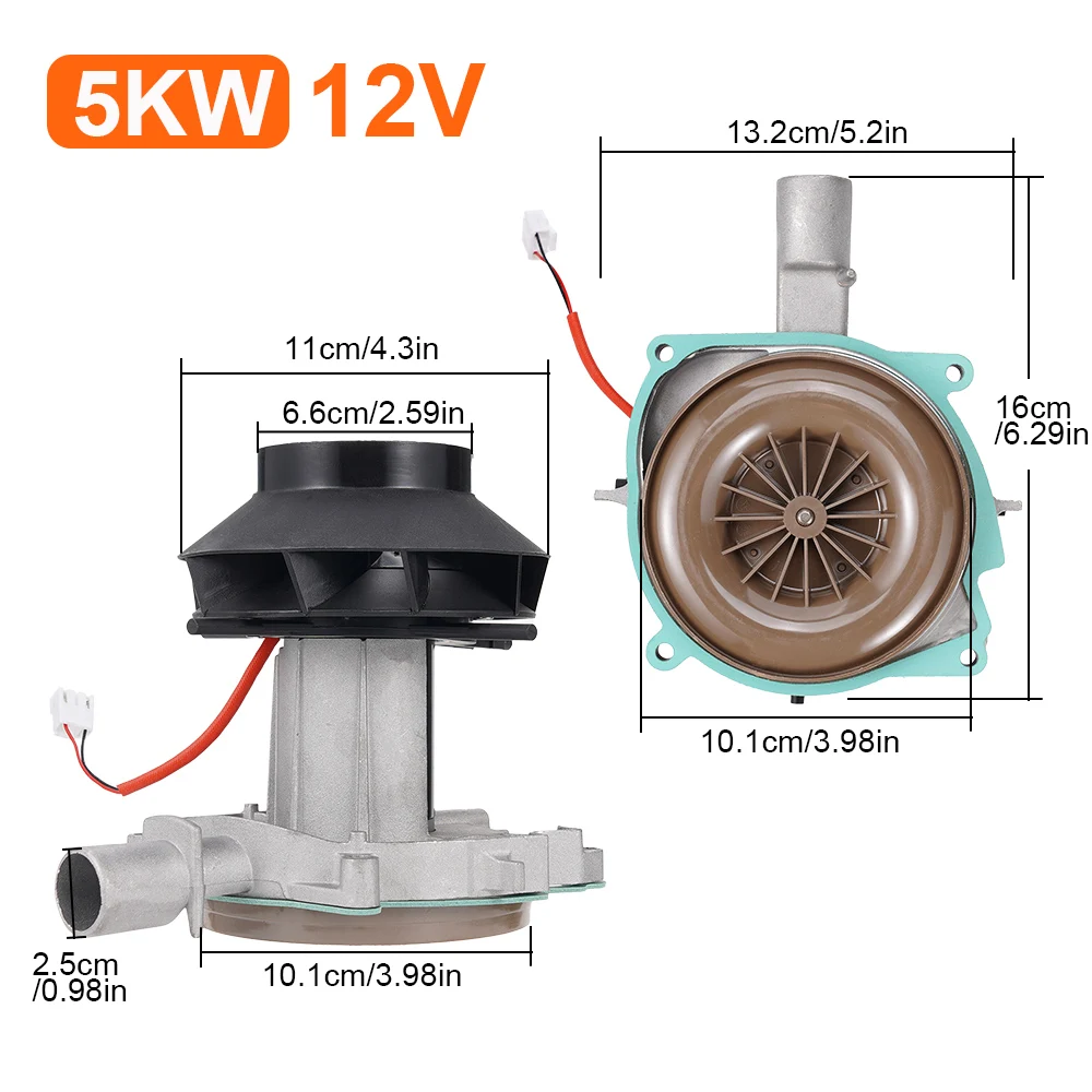 12V 5KW Automotive Parking Heater Motor Assembly Accessories Fit Square Plug With 2 Spacers Automotive Blower Assembly