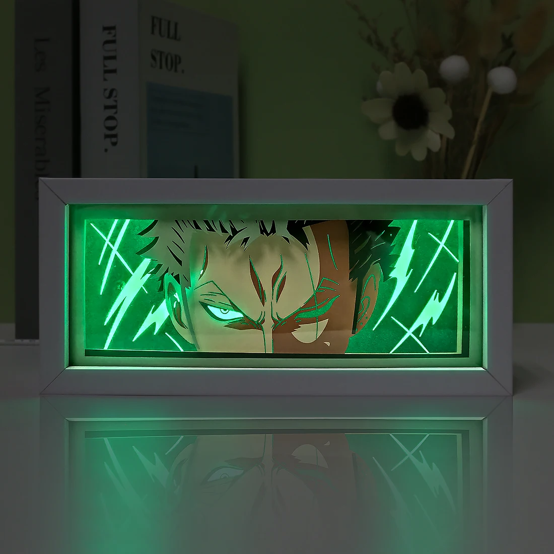 Imagem -03 - Demon Slayer Anime Light Box Face Eyes Shadow Box Led Baby Night Lights Candeeiro de Mesa Cortado de Papel Decoração do Quarto