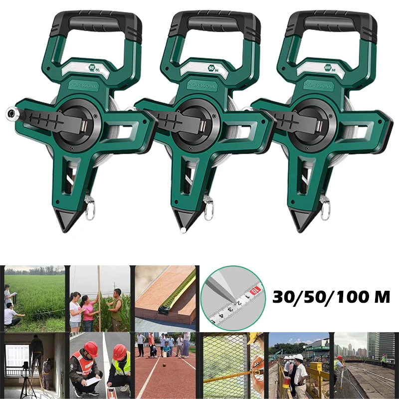Régua de Medição Portátil para Decoração de Construção Fita Métrica Pluggable no Solo Ferramentas de Medição Terrestre 30 m 50 m 100 m
