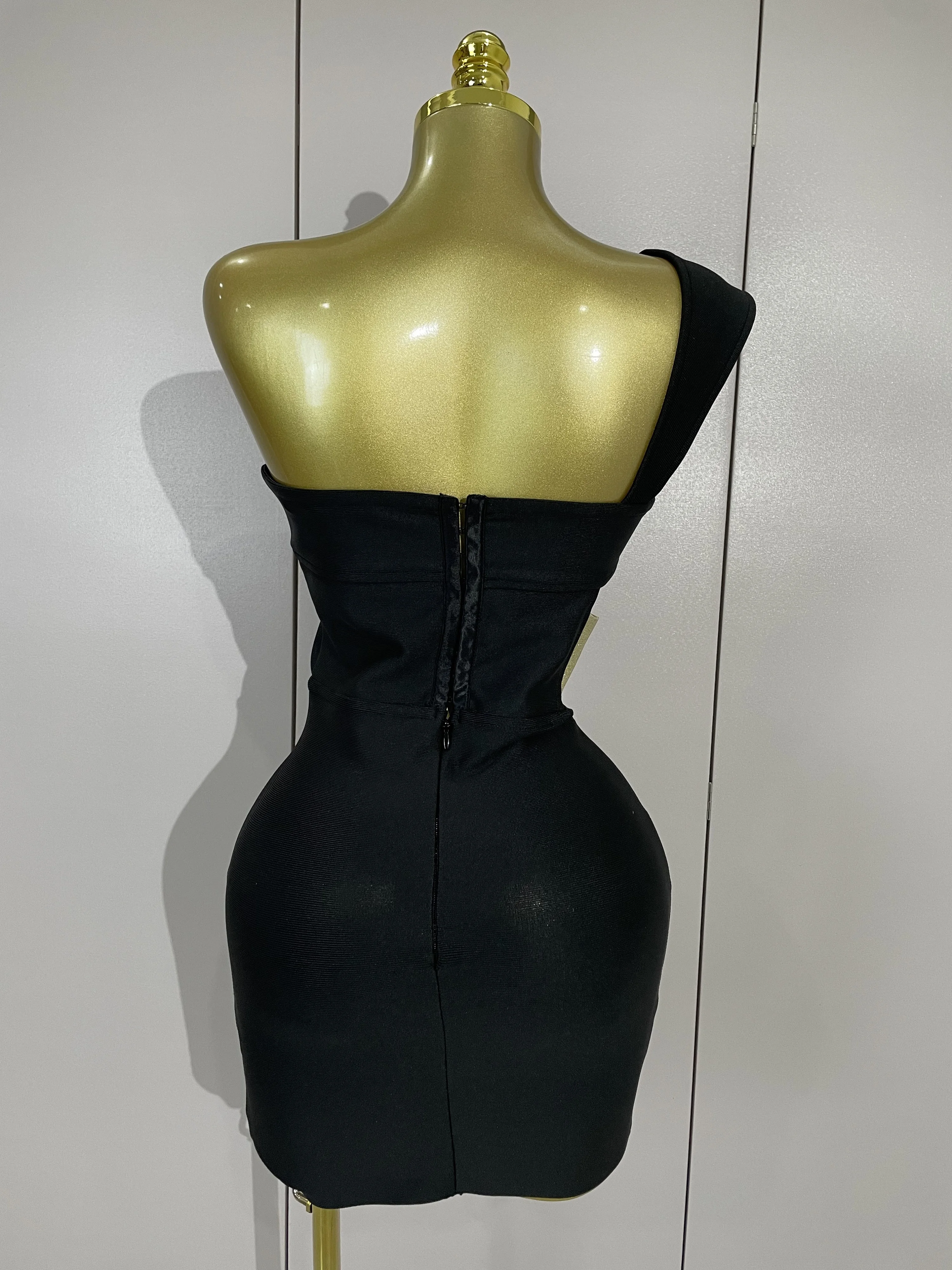 Frauen Sexy Cut Out Schwarz Bodycon Verband Kleid Abend Party Promi Elegante Geburtstag Club Kleider Foto Schießen Outfit