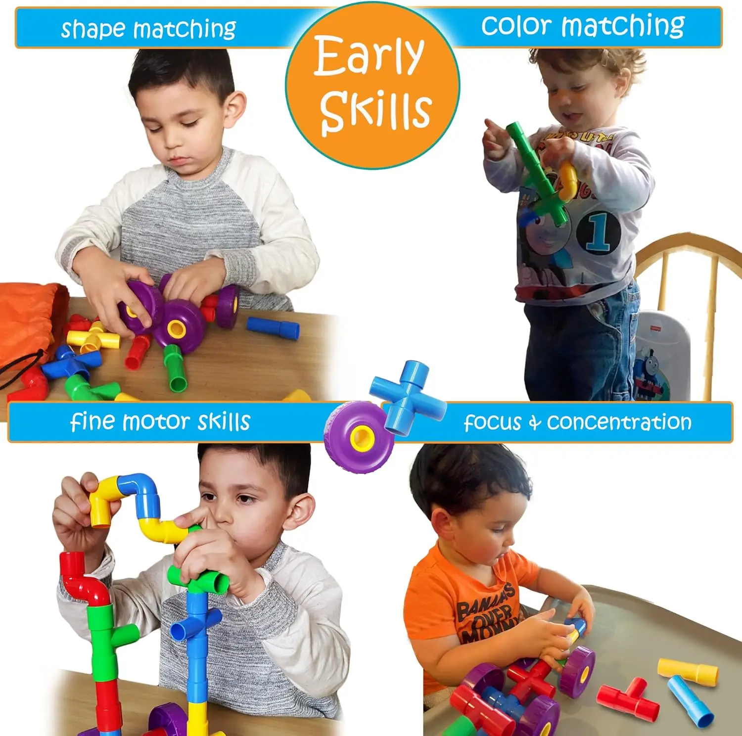 STEM Learning Pipe Tube 29-delige Toys_and_Games-set, educatieve bouwbouwstenen voor ADHD en autisme voor baby, kind in