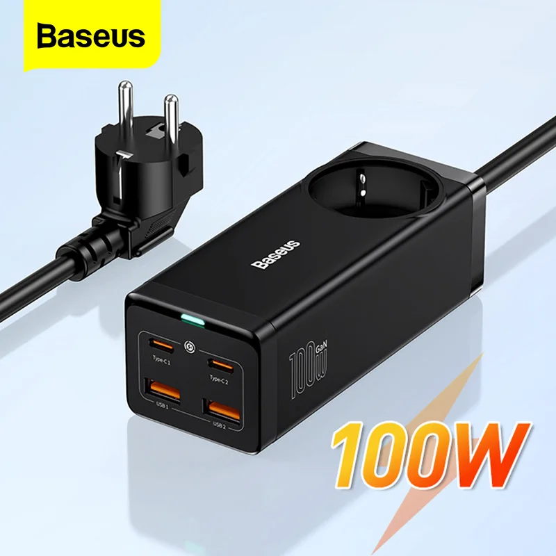 Baseus-맥북 아이폰 14 샤오미용 PD 100W GaN 충전기, USB c타입 데스크탑 충전 스테이션 고속 충전 4.0 QC 3.0