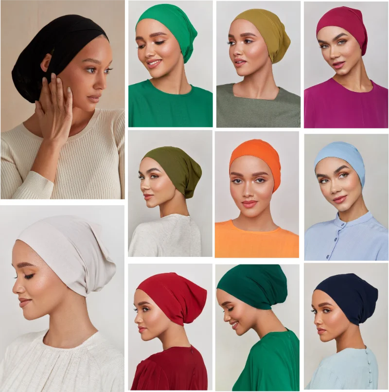 Inner Cap Hijab Jersey Hijabs for Woman Turban Caps for Women Muslim Woman Hat Chemo Hats Ladies Designer Bonnet Hijab Femme