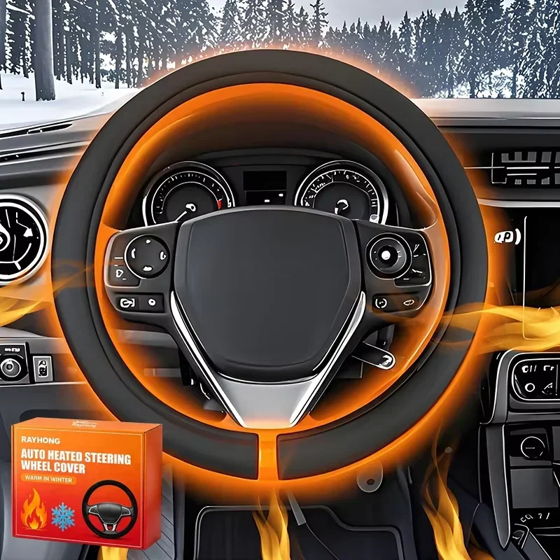 Universal 12V Heated Grip Winter Electric Heating Car Steering Wheel Cover Quick Warm in 3 Mins Anti-Slip Cover For Winter