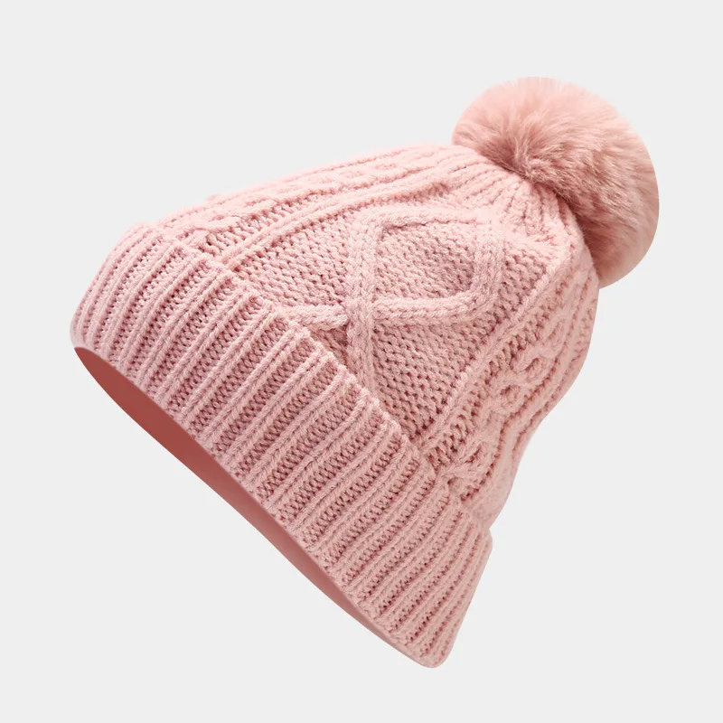 Thickened Fleece Winter Knitted Hat Scarf Gloves Set with Large Boucle Outdoor Warm Cold Proof 3pcs/set