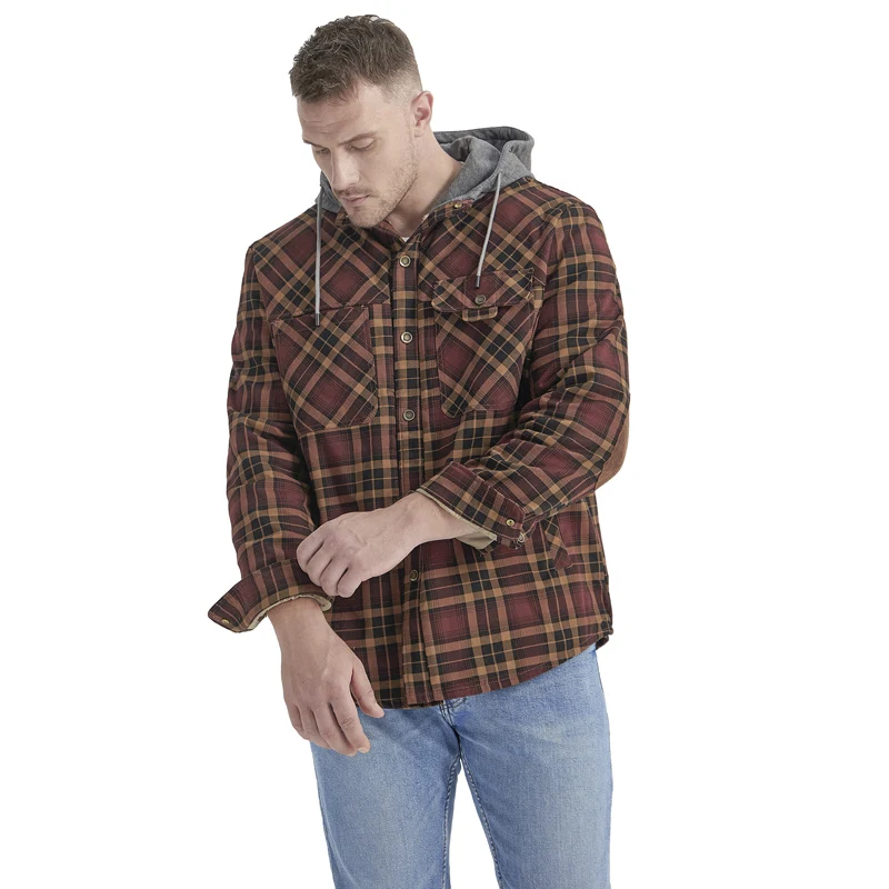 

Winter men's jacket brand men's retro casual plaid shirt, lamb plush thickened oversized warm hooded pure cotton jacket