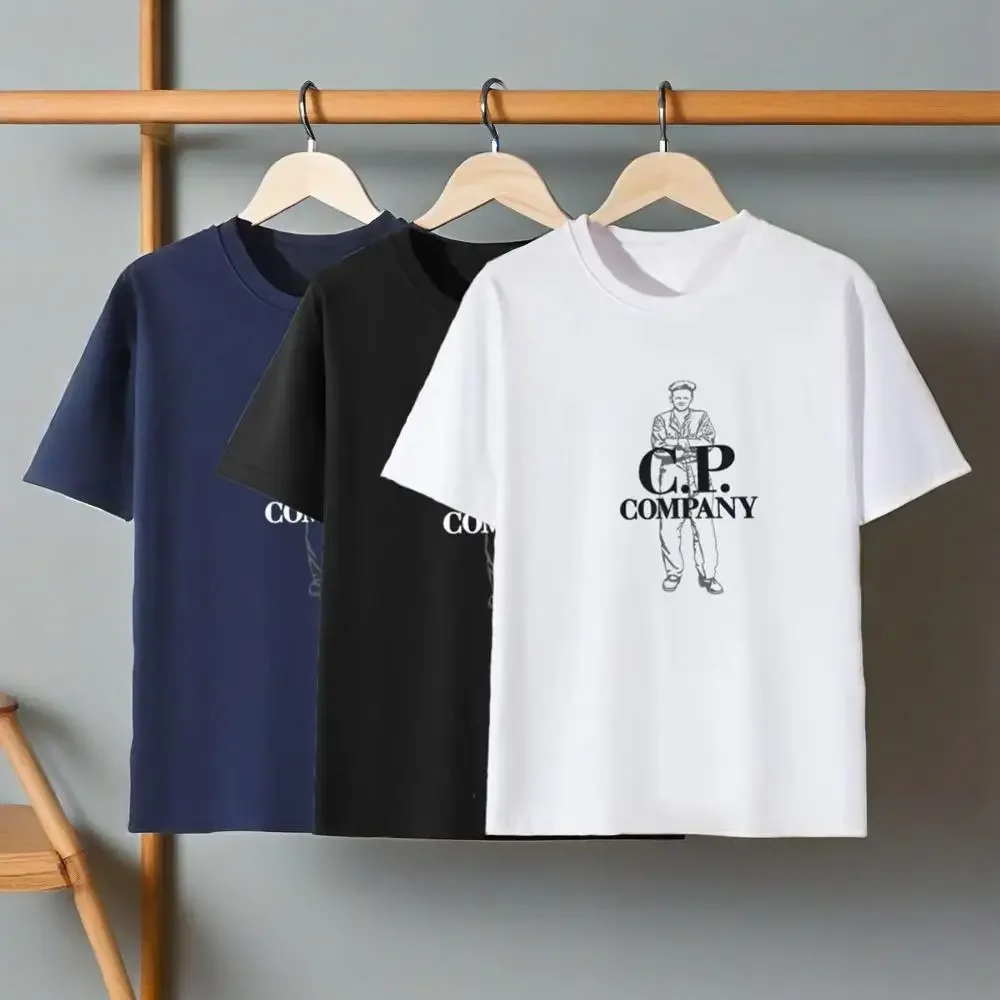 

Short-sleeved Cotton Plus Size T-shirt Summer New European and American CP Letter Casual Loose Round Neck Half-sleeved T-shirt