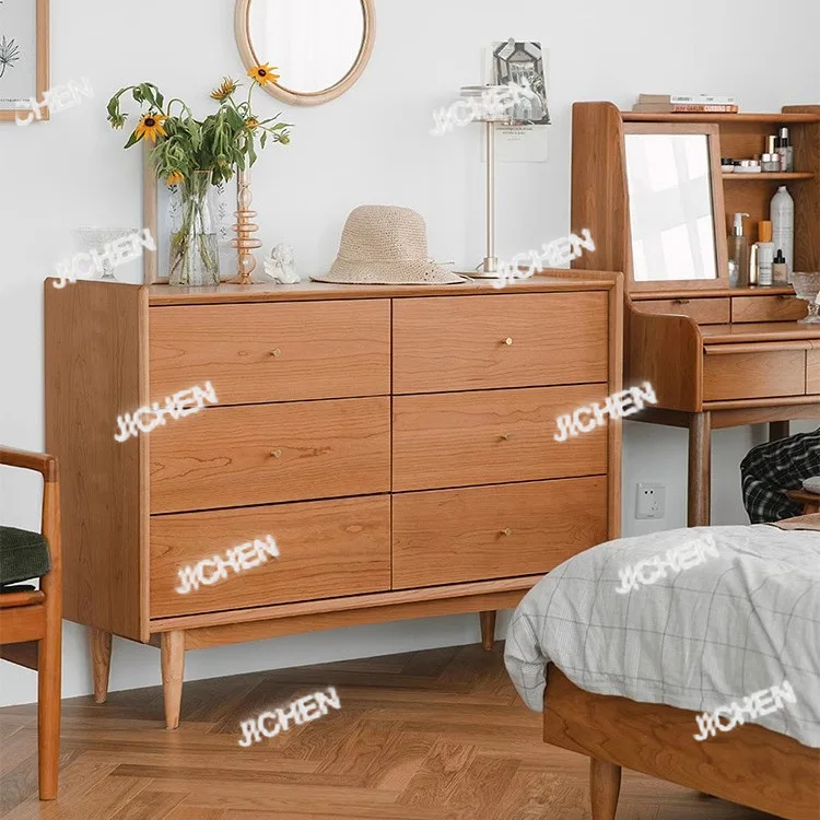 

Baird six chest of drawers log storage locker modern minimalist cherry wood bedroom drawer locker