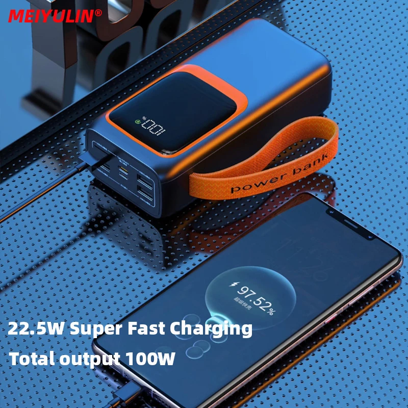 MEIYULIN 보조배터리 고속 충전 외장 배터리, 아이폰, 삼성, 30000mAh USB C, PD20W 보조베터리 내장 케이블, 50000mAh, 22.5W