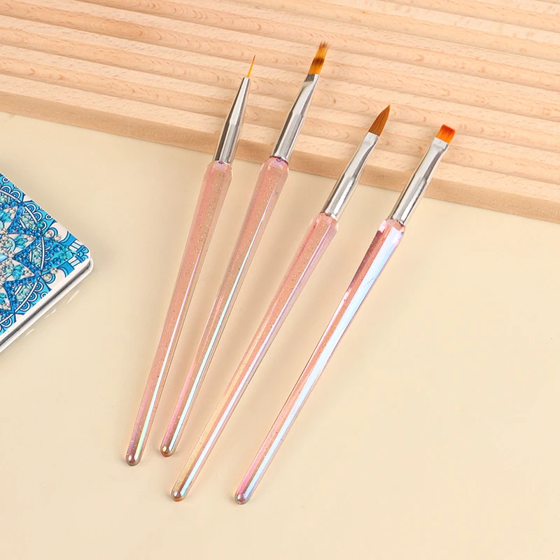 4 Stück Kunststoff UV-Gel Nagel bürsten Set DIY Nail Art Liner Pinsel Streifen muster Malpin sel Kits Erweiterung Zeichnung Carving Pen