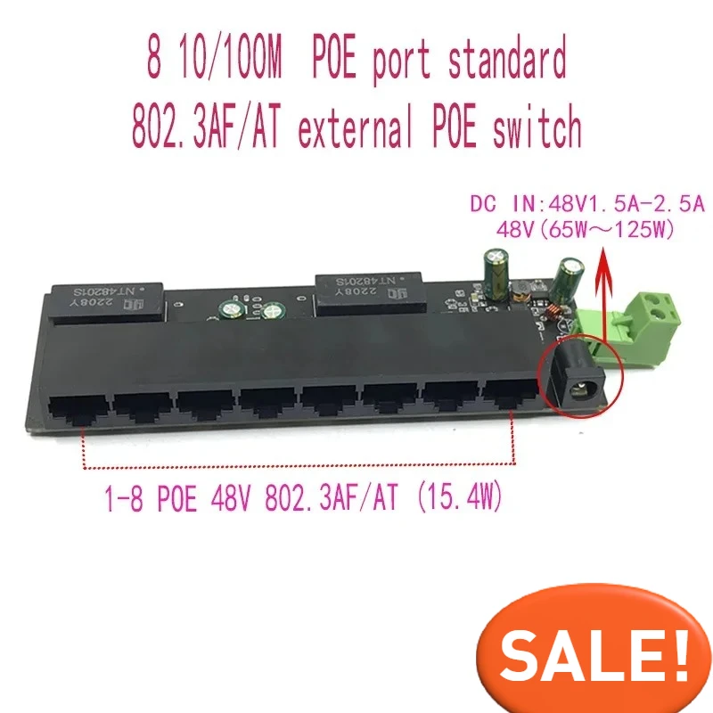 8port 802.3at/af poe 48v or 1-4port no poe with 5-8port 802.3at/af poe  48v network switch