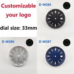 watch dial 33mm diameter Miyota8215 movement green luminous watch accessories single calendar dial watch replacement accessories