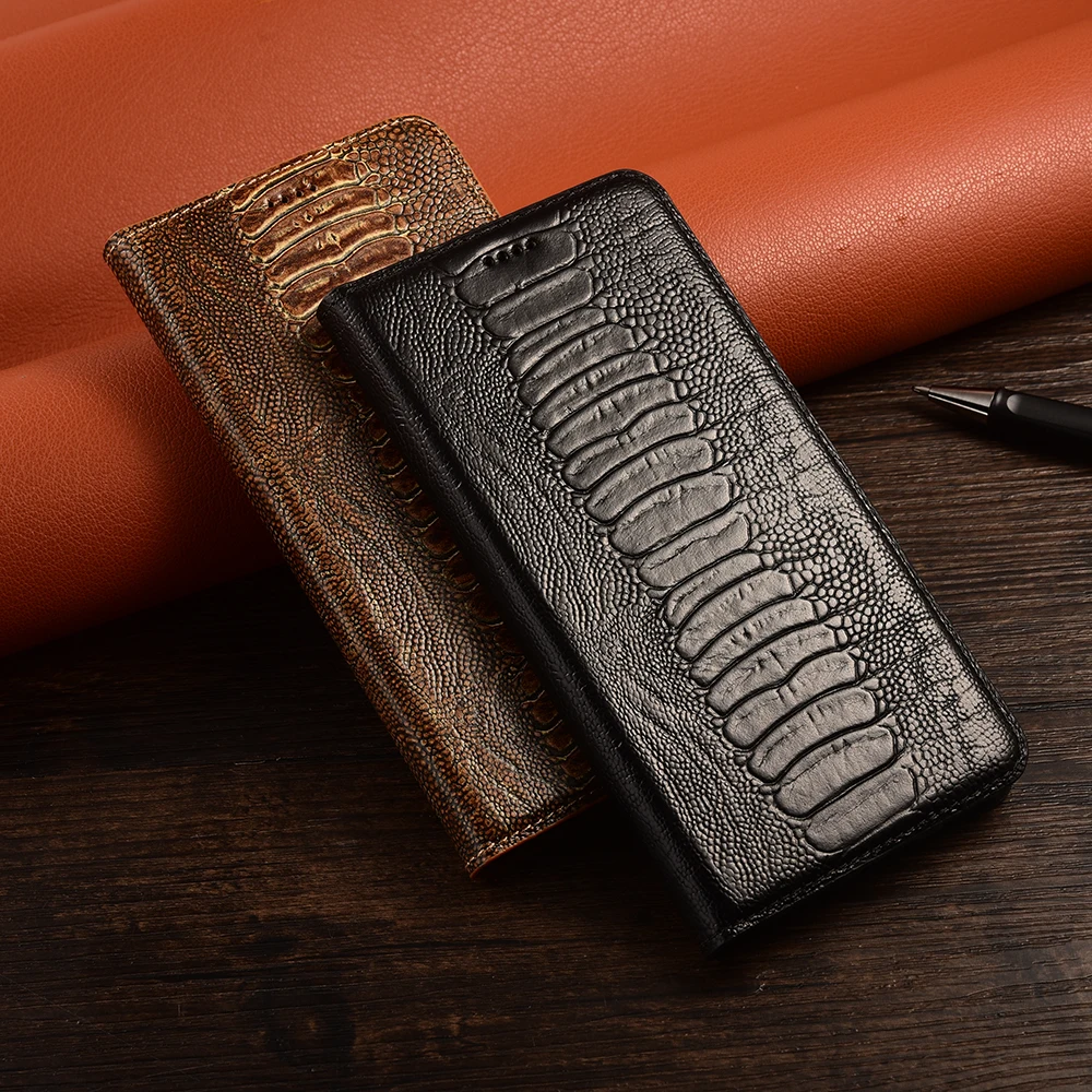 Luxury Ostrich Feet Genuine Leather Phone Case For UMIDIGI G1&C1 G2&C2 G3 G5 G5A Plus Max Mecha Magnetic Flip Cover