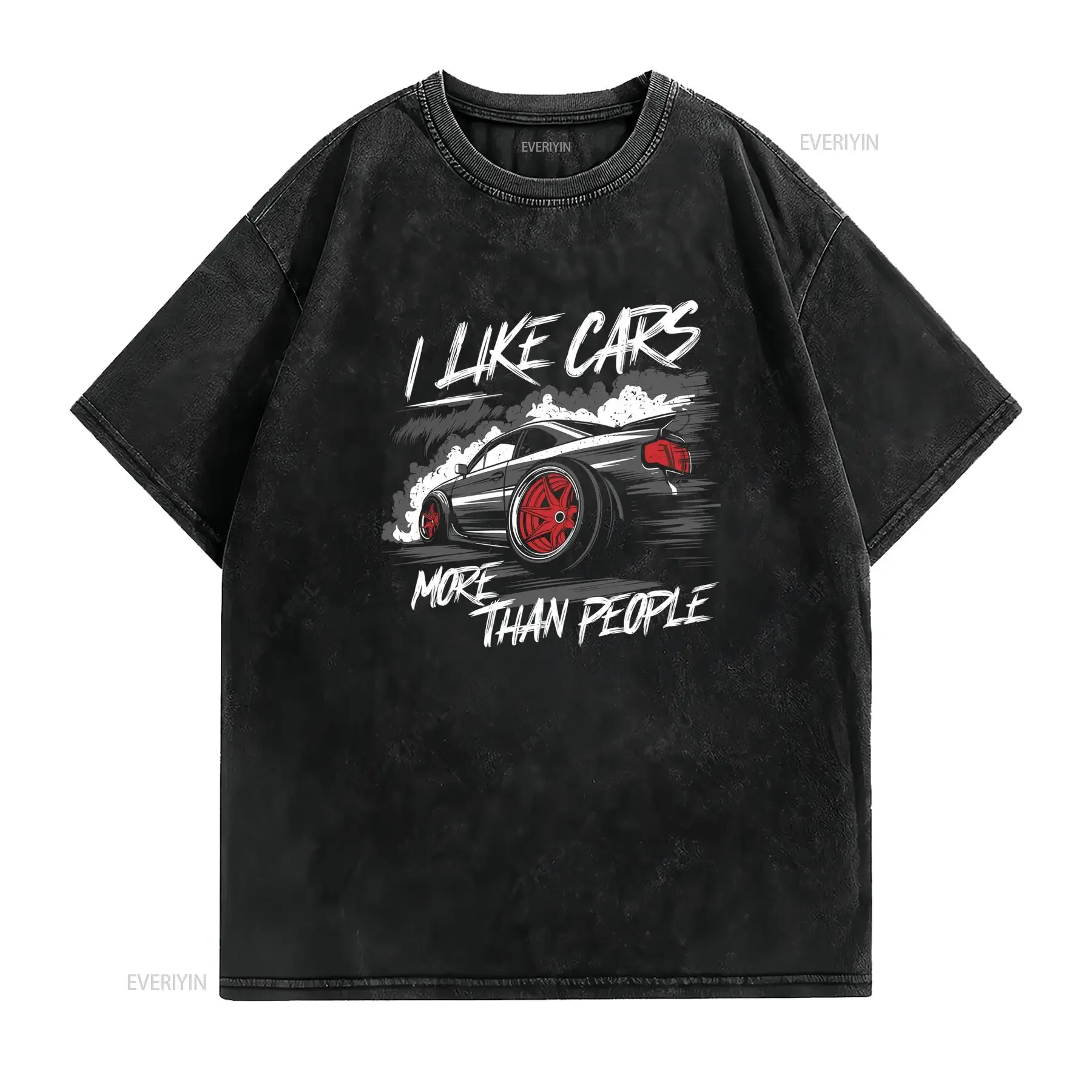Mi Piacciono Le Auto Più Delle Persone Divertita Maglietta Per Appassionati Di vintage Washed Unisex Soft Breathable Stretched