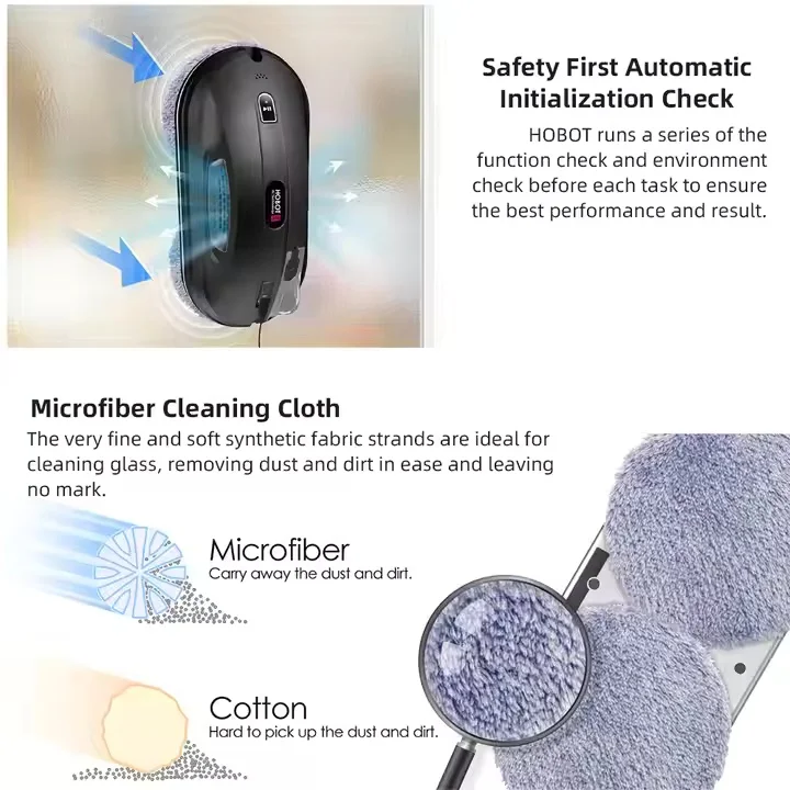 HOBOT 388 Detergente per finestre magnetico per esterni commerciale a doppio lato Magnete / Detergente per finestre in vetro con telecomando wireless automatico