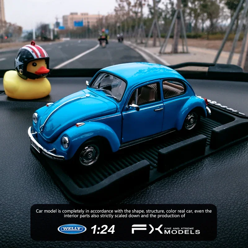 WELLY-modelo de coche de aleación Volkswagen Beetle 1:24, simulación de coche, colección de decoración, juguete de regalo, modelo de fundición a