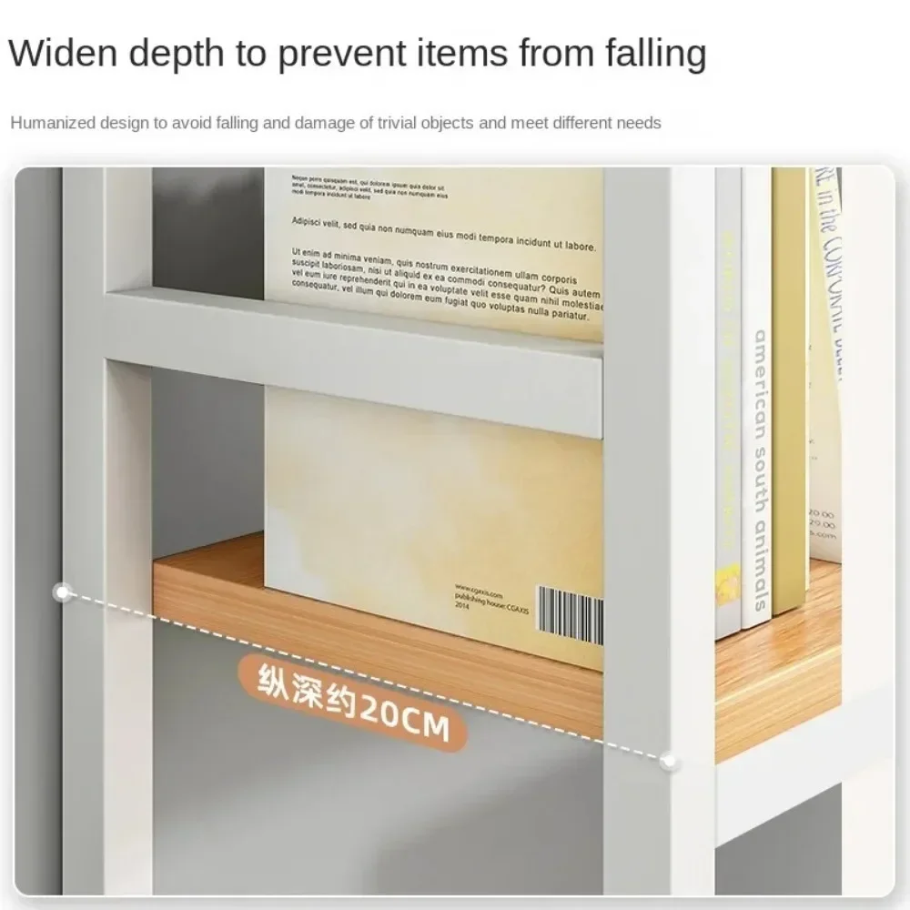 Home Furniture Desktop Multi-Layer Wrought Iron Shelf Bookcase With Grid Bookshelf Table Hole Board Table Wooden Shelves Student