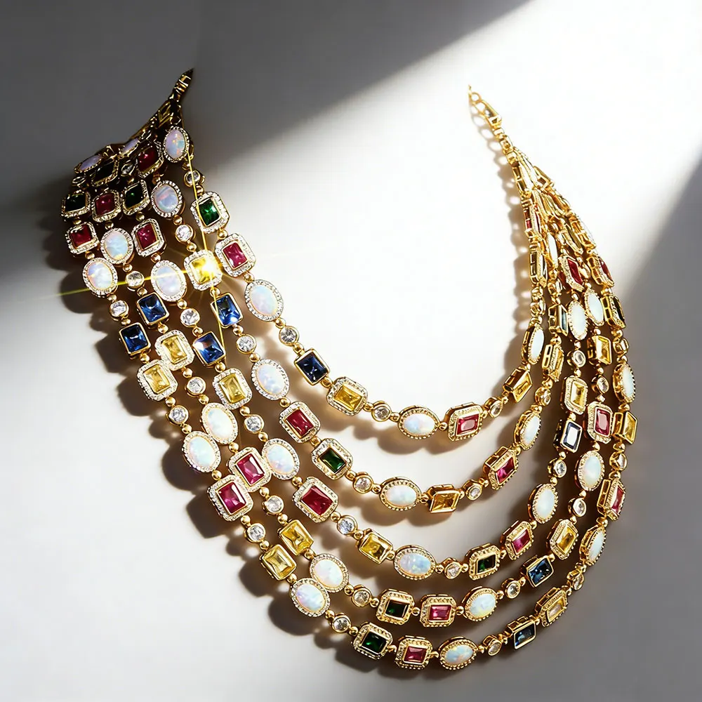 

Хип-хоп ожерелье-чокер с геометрическим узором, инкрустированное фианитами, разноцветными круглыми и овальными камнями, с покрытием из белого золота, для женщин и мужчин