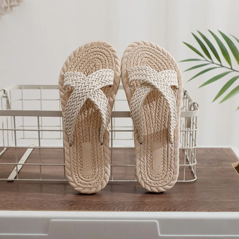 

Casual Holiday Cross Rope Slippers Non-Slip Waterproof Woven Style Sandals Shoes EVA Vacation Beach Slippers Outdoor