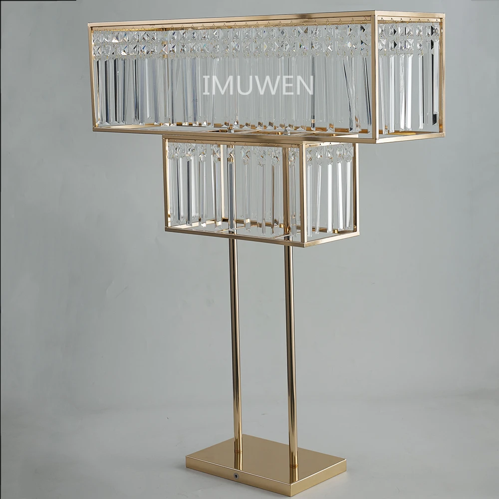 

New Style Crystal Flower Rack Gold Table Stand Road Lead Wedding Centerpiece For Event Party Decoration