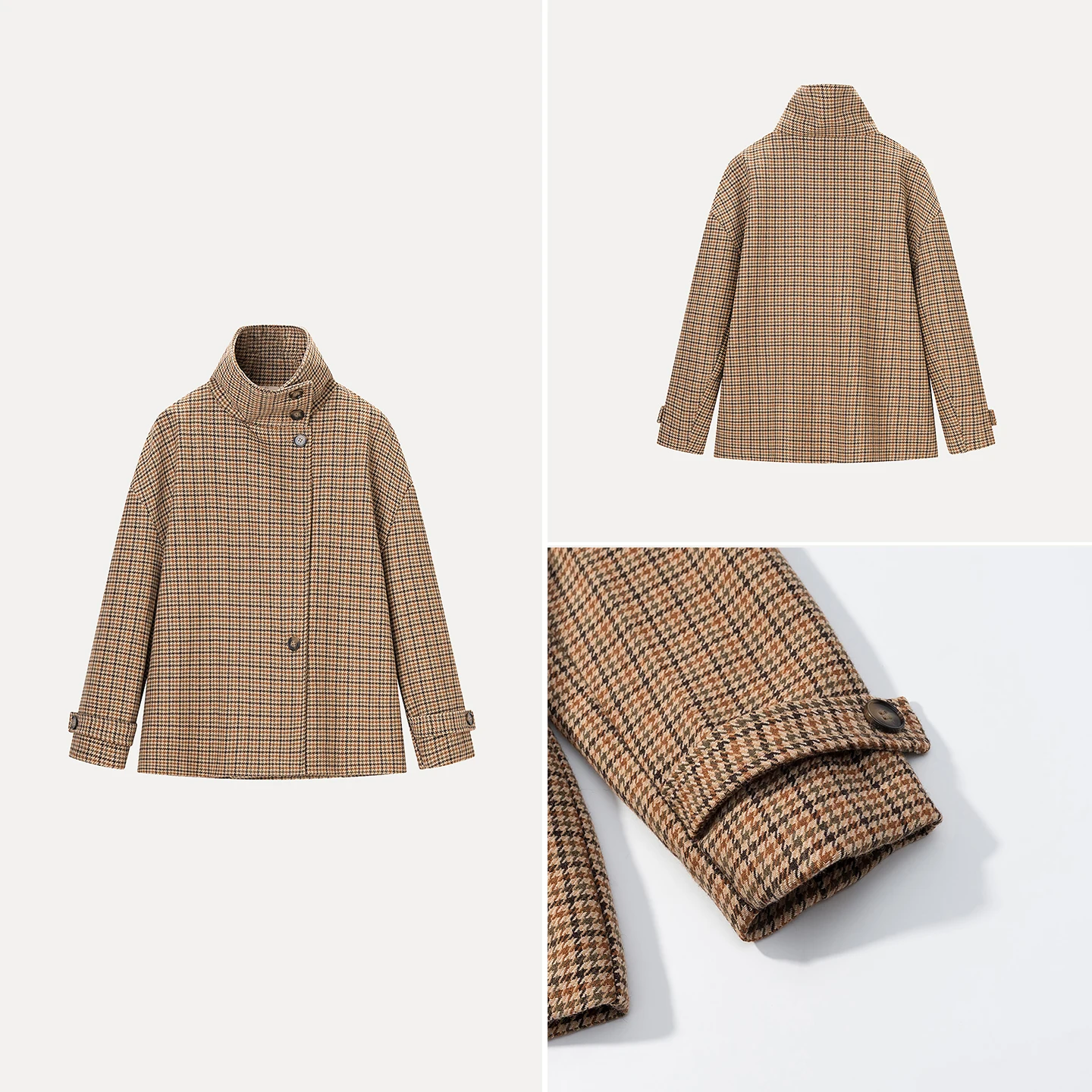 

Новинка осени 2023, женское свободное повседневное клетчатое пальто Faion Personali с воротником-стойкой и длинной застежкой на пуговицы